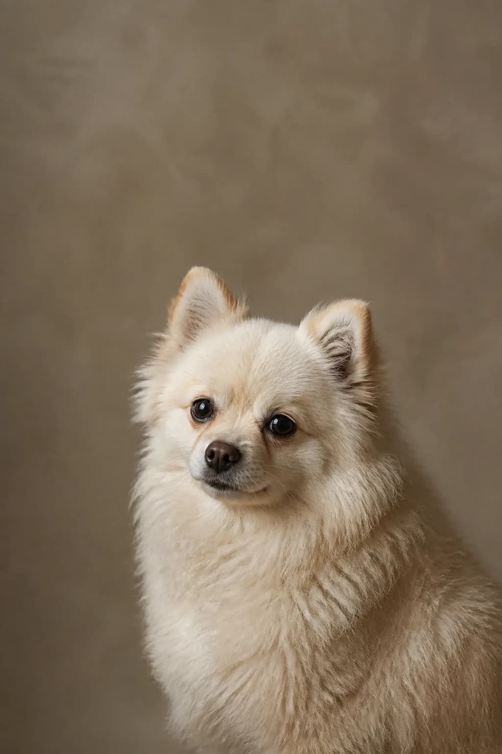Pomerania crema fotografiado con luz suave